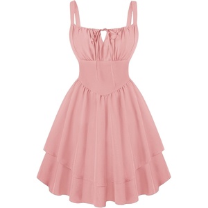 image:imageScarlet Darkness Corset Mini Dress for Women Teens 2026 Summer Ruffle Sundress Graduation Homecoming DressesCoral Pink