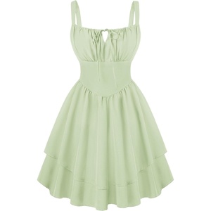 image:imageScarlet Darkness Corset Mini Dress for Women Teens 2026 Summer Ruffle Sundress Graduation Homecoming DressesGrass Green