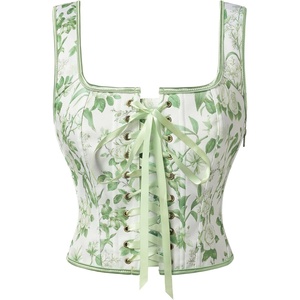 image:imageScarlet Darkness Renaissance Corset Top for Women Medieval Boned Floral Overbust Corsets Pirate Fairy Costume Size 618Whitegreen Floral