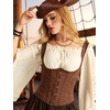 image:imageScarlet Darkness Corset Tops for Women Renaissance Bodice  Adjustable Straps Floral Underbust Corset Zipperless Lace Up Bodice Suitable for Ren Faire Pirate Cosplay Halloween PartyDark Brown Floral