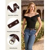 image:imageScarlet Darkness Leather Belt Women Embroidered Cowgirl Belt  Ideal for casual Renaissance pirate Genuine Leather embroidered bronze buckle Blended medieval Viking retro fashionDark Brown