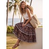 image:imageScarlet Darkness Maxi Skirts for Women Boho Floral High Waist Long Skirt  Tiered Ruffle Elastic High Waist Lightweight Flowy Vintage Print Aline Ankle Length Boho Beach Vacation Fall LookBrown Floral