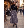 image:imageScarlet Darkness Maxi Skirts for Women Boho Floral High Waist Long Skirt  Tiered Ruffle Elastic High Waist Lightweight Flowy Vintage Print Aline Ankle Length Boho Beach Vacation Fall LookVintage Black