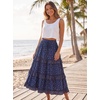 image:imageScarlet Darkness Maxi Skirts for Women Boho Floral High Waist Long Skirt  Tiered Ruffle Elastic High Waist Lightweight Flowy Vintage Print Aline Ankle Length Boho Beach Vacation Fall LookBlue Ditsy Floral