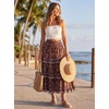 image:imageScarlet Darkness Maxi Skirts for Women Boho Floral High Waist Long Skirt  Tiered Ruffle Elastic High Waist Lightweight Flowy Vintage Print Aline Ankle Length Boho Beach Vacation Fall LookBrown Floral