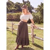image:imageScarlet Darkness Maxi Skirts for Women Renaissance High Waist Long Skirt  Flowy ALine Boho Ruffle Pockets Elastic Waistband Lined Soft Breathable Ren Faire Cosplay Casual VacationBrown
