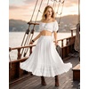 image:imageScarlet Darkness Maxi Skirts for Women Renaissance High Waist Long Skirt  Flowy ALine Boho Ruffle Pockets Elastic Waistband Lined Soft Breathable Ren Faire Cosplay Casual VacationWhite