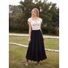 image:imageScarlet Darkness Maxi Skirts for Women Renaissance High Waist Long Skirt  Flowy ALine Boho Ruffle Pockets Elastic Waistband Lined Soft Breathable Ren Faire Cosplay Casual VacationBlack