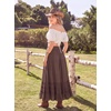 image:imageScarlet Darkness Maxi Skirts for Women Renaissance High Waist Long Skirt  Flowy ALine Boho Ruffle Pockets Elastic Waistband Lined Soft Breathable Ren Faire Cosplay Casual VacationBrown
