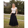 image:imageScarlet Darkness Maxi Skirts for Women Renaissance High Waist Long Skirt  Flowy ALine Boho Ruffle Pockets Elastic Waistband Lined Soft Breathable Ren Faire Cosplay Casual VacationBlack