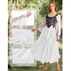 image:imageScarlet Darkness Maxi Skirts for Women Renaissance High Waist Long Skirt  Soft Chiffon Lined Breathable Flowy High Waist Elastic Band ALine Ren Faire Boho Casual Vacation Ankle LengthWhite