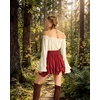 image:imageScarlet Darkness Mini Skirt for Women Renaissance Pirate Layered Skirts  layered asymmetrical hem high waist pockets flowy breathable  renaissance fairs pirate festivals cosplay daily wearDark Red