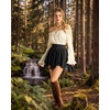 image:imageScarlet Darkness Mini Skirt for Women Renaissance Pirate Layered Skirts  layered asymmetrical hem high waist pockets flowy breathable  renaissance fairs pirate festivals cosplay daily wearBlack