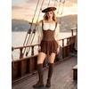 image:imageScarlet Darkness Mini Skirt for Women Renaissance Pirate Layered Skirts  layered asymmetrical hem high waist pockets flowy breathable  renaissance fairs pirate festivals cosplay daily wearDark Brown