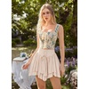 image:imageScarlet Darkness Mini Skirt for Women Renaissance Pirate Layered Skirts  layered asymmetrical hem high waist pockets flowy breathable  renaissance fairs pirate festivals cosplay daily wearApricot