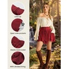 image:imageScarlet Darkness Mini Skirt for Women Renaissance Pirate Layered Skirts  layered asymmetrical hem high waist pockets flowy breathable  renaissance fairs pirate festivals cosplay daily wearDark Red