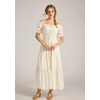 image:imageScarlet Darkness Off Shoulder Puff Sleeve Renaissance Cottage Pirate Dress  offshoulder flowy tiered dress with puff sleeves amp front tie smocked waist side pockets main bodice lined lightweightOyster White