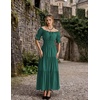 image:imageScarlet Darkness Off Shoulder Puff Sleeve Renaissance Cottage Pirate Dress  offshoulder flowy tiered dress with puff sleeves amp front tie smocked waist side pockets main bodice lined lightweightDark Green