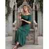 image:imageScarlet Darkness Off Shoulder Puff Sleeve Renaissance Cottage Pirate Dress  offshoulder flowy tiered dress with puff sleeves amp front tie smocked waist side pockets main bodice lined lightweightDark Green