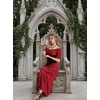 image:imageScarlet Darkness Off Shoulder Puff Sleeve Renaissance Cottage Pirate Dress  offshoulder flowy tiered dress with puff sleeves amp front tie smocked waist side pockets main bodice lined lightweightRed
