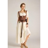 image:imageScarlet Darkness Off Shoulder Puff Sleeve Renaissance Cottage Pirate Dress  offshoulder flowy tiered dress with puff sleeves amp front tie smocked waist side pockets main bodice lined lightweightOyster White