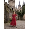 image:imageScarlet Darkness Off Shoulder Puff Sleeve Renaissance Cottage Pirate Dress  offshoulder flowy tiered dress with puff sleeves amp front tie smocked waist side pockets main bodice lined lightweightRed