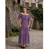 image:imageScarlet Darkness Off Shoulder Puff Sleeve Renaissance Cottage Pirate Dress  offshoulder flowy tiered dress with puff sleeves amp front tie smocked waist side pockets main bodice lined lightweightRose Purple