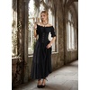 image:imageScarlet Darkness Off Shoulder Puff Sleeve Renaissance Cottage Pirate Dress  offshoulder flowy tiered dress with puff sleeves amp front tie smocked waist side pockets main bodice lined lightweightBlack