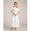 image:imageScarlet Darkness Off Shoulder Puff Sleeve Renaissance Cottage Pirate Dress  offshoulder flowy tiered dress with puff sleeves amp front tie smocked waist side pockets main bodice lined lightweightWhite
