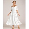 image:imageScarlet Darkness Off Shoulder Puff Sleeve Renaissance Cottage Pirate Dress  offshoulder flowy tiered dress with puff sleeves amp front tie smocked waist side pockets main bodice lined lightweightWhite