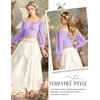 image:imageScarlet Darkness Off The Shoulder Tops for Women Crop Long Sleeve Blouses  Chiffon Slim Fit Ruched Top Puff Sleeve Renaissance Peasant Shirt Blouse Y2K Going Out Outfits Fashion Trendy Clothes 2026Light Purple
