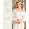 image:imageScarlet Darkness Off The Shoulder Tops for Women Crop Long Sleeve Blouses  Chiffon Slim Fit Ruched Top Puff Sleeve Renaissance Peasant Shirt Blouse Y2K Going Out Outfits Fashion Trendy Clothes 2026White