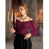 image:imageScarlet Darkness Off The Shoulder Tops for Women Crop Long Sleeve Blouses  Chiffon Slim Fit Ruched Top Puff Sleeve Renaissance Peasant Shirt Blouse Y2K Going Out Outfits Fashion Trendy Clothes 2026Wine