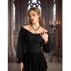 image:imageScarlet Darkness Off The Shoulder Tops for Women Crop Long Sleeve Blouses  Chiffon Slim Fit Ruched Top Puff Sleeve Renaissance Peasant Shirt Blouse Y2K Going Out Outfits Fashion Trendy Clothes 2026Black