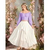 image:imageScarlet Darkness Off The Shoulder Tops for Women Crop Long Sleeve Blouses  Chiffon Slim Fit Ruched Top Puff Sleeve Renaissance Peasant Shirt Blouse Y2K Going Out Outfits Fashion Trendy Clothes 2026Light Purple