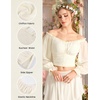 image:imageScarlet Darkness Off The Shoulder Tops for Women Crop Long Sleeve Blouses  Chiffon Slim Fit Ruched Top Puff Sleeve Renaissance Peasant Shirt Blouse Y2K Going Out Outfits Fashion Trendy Clothes 2026Oyster White