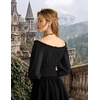 image:imageScarlet Darkness Off The Shoulder Tops for Women Crop Long Sleeve Blouses  Chiffon Slim Fit Ruched Top Puff Sleeve Renaissance Peasant Shirt Blouse Y2K Going Out Outfits Fashion Trendy Clothes 2026Black