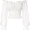 image:imageScarlet Darkness Off The Shoulder Tops for Women Crop Long Sleeve Blouses  Chiffon Slim Fit Ruched Top Puff Sleeve Renaissance Peasant Shirt Blouse Y2K Going Out Outfits Fashion Trendy Clothes 2026White