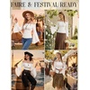 image:imageScarlet Darkness Peasant Blouses for Women Off the Shoulder Tops  Bell Sleeve Ruched Waist Flatters for Renaissance Faires Pirate Elf Cosplay Daily Casual Soft Stretch FabricWhite
