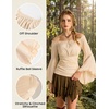 image:imageScarlet Darkness Peasant Blouses for Women Off the Shoulder Tops  Bell Sleeve Ruched Waist Flatters for Renaissance Faires Pirate Elf Cosplay Daily Casual Soft Stretch FabricOyster White