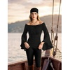 image:imageScarlet Darkness Peasant Blouses for Women Off the Shoulder Tops  Bell Sleeve Ruched Waist Flatters for Renaissance Faires Pirate Elf Cosplay Daily Casual Soft Stretch FabricBlack