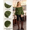 image:imageScarlet Darkness Peasant Blouses for Women Off the Shoulder Tops  Bell Sleeve Ruched Waist Flatters for Renaissance Faires Pirate Elf Cosplay Daily Casual Soft Stretch FabricArmy Green