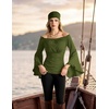 image:imageScarlet Darkness Peasant Blouses for Women Off the Shoulder Tops  Bell Sleeve Ruched Waist Flatters for Renaissance Faires Pirate Elf Cosplay Daily Casual Soft Stretch FabricArmy Green