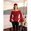 image:imageScarlet Darkness Peasant Blouses for Women Off the Shoulder Tops  Bell Sleeve Ruched Waist Flatters for Renaissance Faires Pirate Elf Cosplay Daily Casual Soft Stretch FabricDark Red