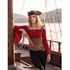 image:imageScarlet Darkness Peasant Blouses for Women Off the Shoulder Tops  Bell Sleeve Ruched Waist Flatters for Renaissance Faires Pirate Elf Cosplay Daily Casual Soft Stretch FabricDark Red
