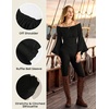 image:imageScarlet Darkness Peasant Blouses for Women Off the Shoulder Tops  Bell Sleeve Ruched Waist Flatters for Renaissance Faires Pirate Elf Cosplay Daily Casual Soft Stretch FabricBlack