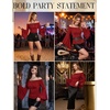 image:imageScarlet Darkness Peasant Blouses for Women Off the Shoulder Tops  Bell Sleeve Ruched Waist Flatters for Renaissance Faires Pirate Elf Cosplay Daily Casual Soft Stretch FabricDark Red
