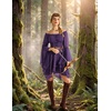 image:imageScarlet Darkness Renaissance Costume Women Chiffon Corset Pirate Mini Dress  Medieval Witch Fairy Goth Bell Sleeve Off Shoulder Layered Hem Soft Comfortable Flowy Dresses with PocketsDeep Purple