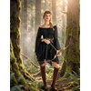 image:imageScarlet Darkness Renaissance Costume Women Chiffon Corset Pirate Mini Dress  Medieval Witch Fairy Goth Bell Sleeve Off Shoulder Layered Hem Soft Comfortable Flowy Dresses with PocketsBlack