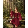 image:imageScarlet Darkness Renaissance Costume Women Chiffon Corset Pirate Mini Dress  Medieval Witch Fairy Goth Bell Sleeve Off Shoulder Layered Hem Soft Comfortable Flowy Dresses with PocketsDark Red